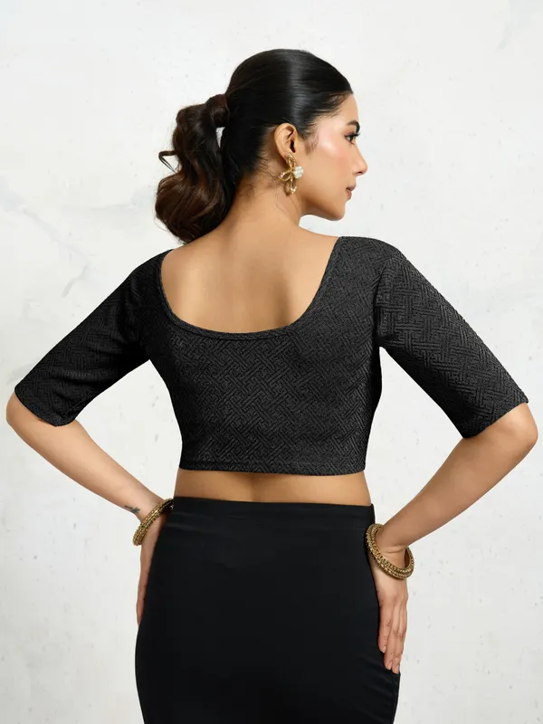 Black_Polyester_Elastane_Zari_Stretchable_Ready_to_Wear_Blouse_for_women
