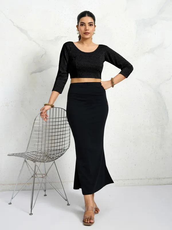 Black_Polyester_Elastane_Zari_Stretchable_Ready_to_Wear_Blouse_for_women