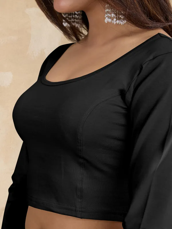 Black_Pure_Cotton_Elastane_Stretchable_Readymade_Blouse