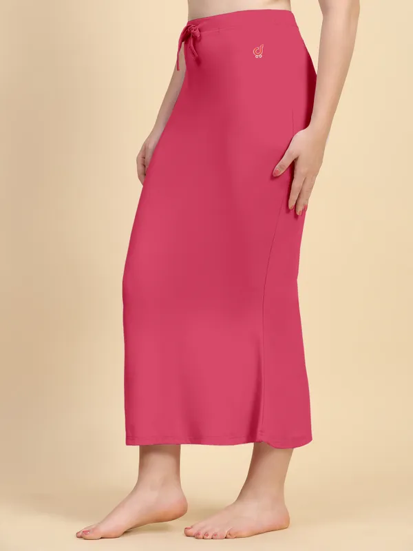 Pink_Solid_Fitted_Midi_Skirt_for_Women
