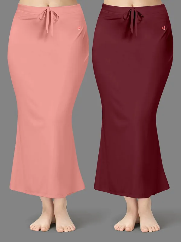 Pink_And_Burgundy_Drawstring_Mermaid_Skirt_For_Women