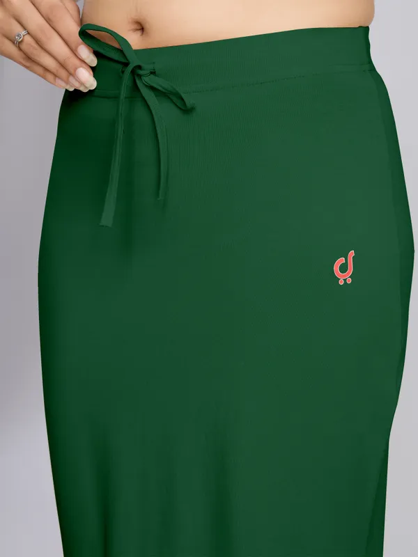 DarkGreen_Cotton_Saree_Shapewear_Petticoat_�_Stretchable_Mermaid_Fit,_Drawstring_Waist