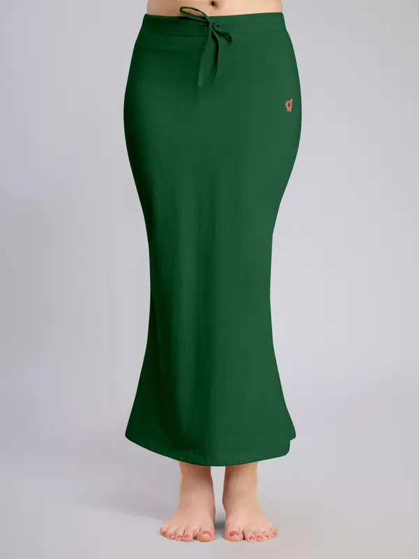 DarkGreen_Cotton_Saree_Shapewear_Petticoat_�_Stretchable_Mermaid_Fit,_Drawstring_Waist