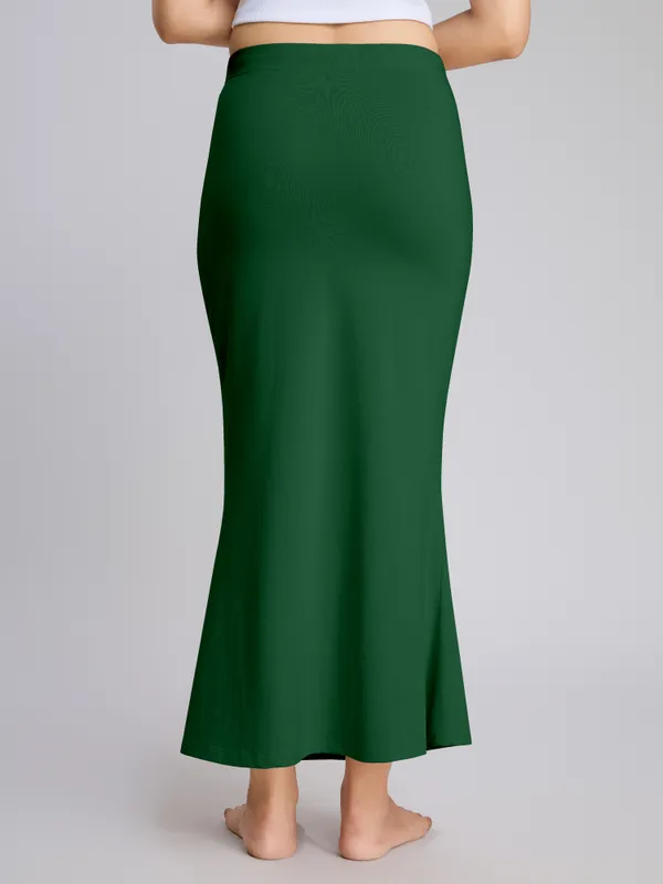 DarkGreen_Cotton_Saree_Shapewear_Petticoat_�_Stretchable_Mermaid_Fit,_Drawstring_Waist