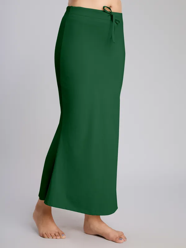 DarkGreen_Cotton_Saree_Shapewear_Petticoat_�_Stretchable_Mermaid_Fit,_Drawstring_Waist