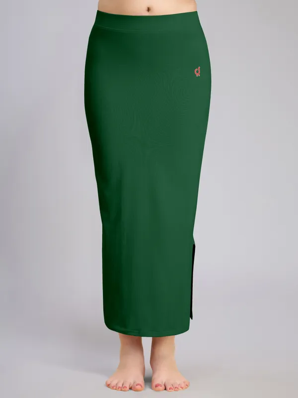 DarkGreen_Cotton_Saree_Shapewear_Petticoat_/_Stretchable_Straight_Fit,_Drawstring_Waist
