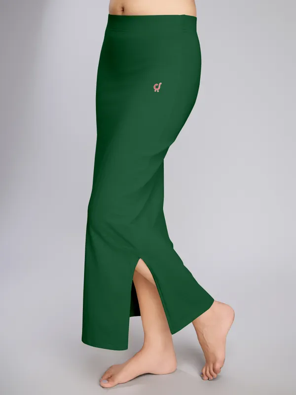 DarkGreen_Cotton_Saree_Shapewear_Petticoat_/_Stretchable_Straight_Fit,_Drawstring_Waist