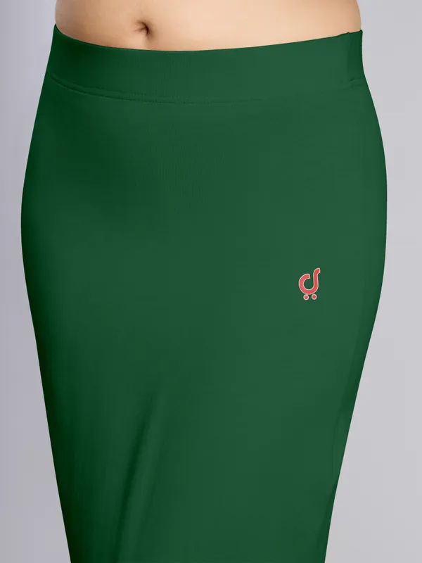 DarkGreen_Cotton_Saree_Shapewear_Petticoat_/_Stretchable_Straight_Fit,_Drawstring_Waist