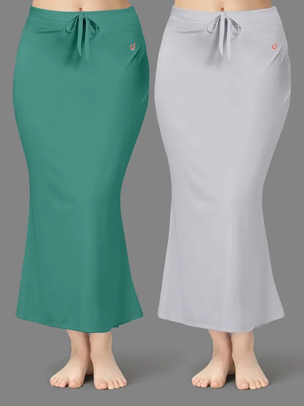 Green_And_White_Drawstring_Mermaid_Skirt_for_Women