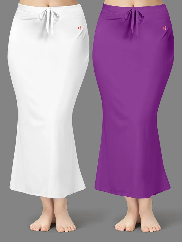 White_And_Purple_Drawstring_Mermaid_Skirts_For_Women