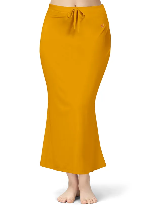 Yellow_Fitted_Drawstring_Long_Skirt_for_Women
