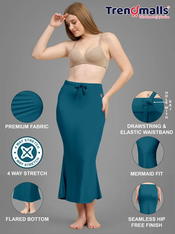 Teal_Stretch_Fit_And_Flare_Skirt_for_Women