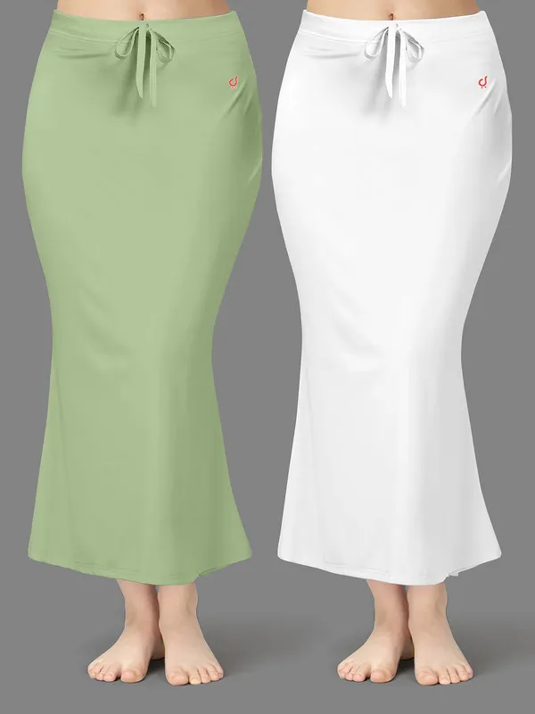 Green_White_Drawstring_Mermaid_Skirt_for_Women