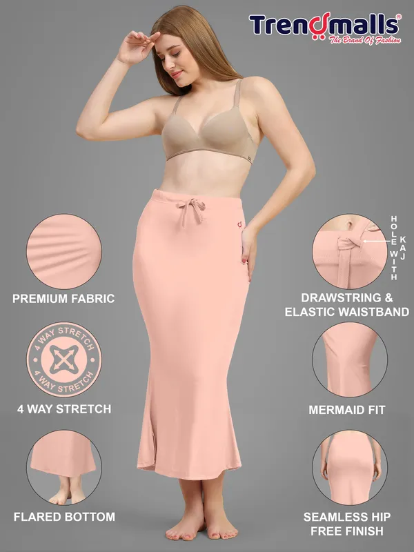 Peach_Solid_Fitted_Midi_Skirt_for_Women