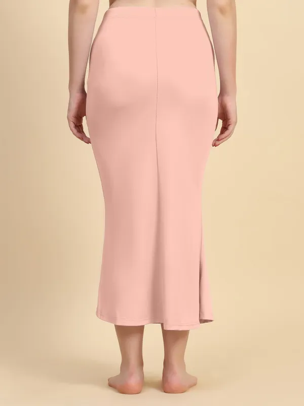 Peach_Solid_Fitted_Midi_Skirt_for_Women