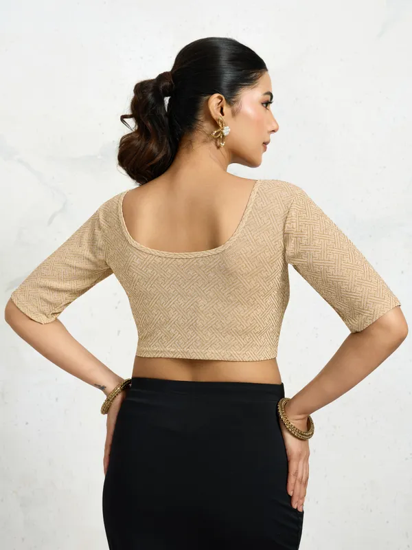 Gold_Polyester_Elastane_Zari_Stretchable_Ready_to_Wear_Blouse_for_women