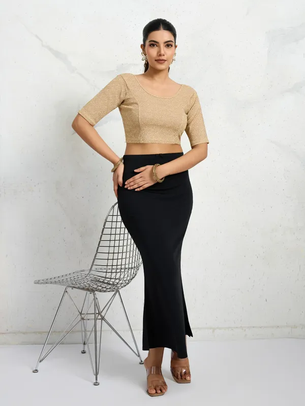 Gold_Polyester_Elastane_Zari_Stretchable_Ready_to_Wear_Blouse_for_women