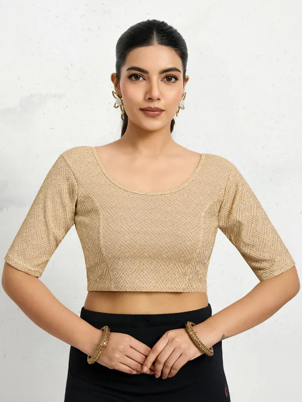 Gold_Polyester_Elastane_Zari_Stretchable_Ready_to_Wear_Blouse_for_women