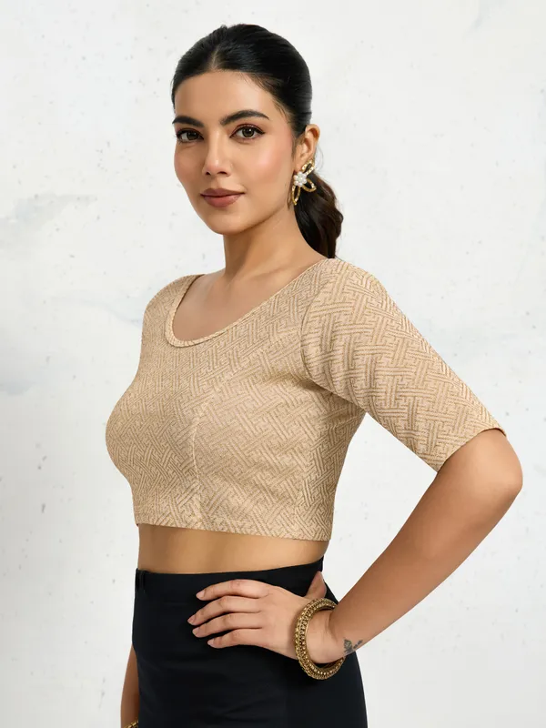 Gold_Polyester_Elastane_Zari_Stretchable_Ready_to_Wear_Blouse_for_women