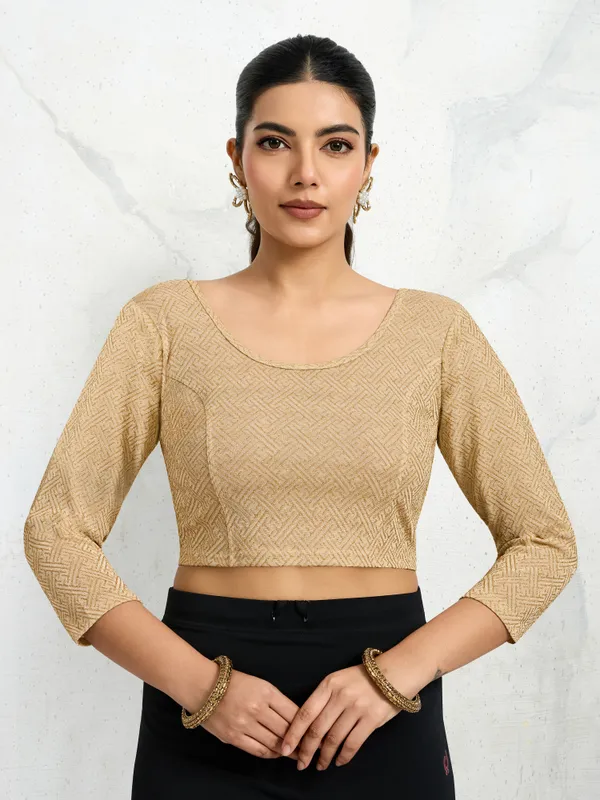 Gold_Polyester_Elastane_Zari_Stretchable_Ready_to_Wear_Blouse_for_women