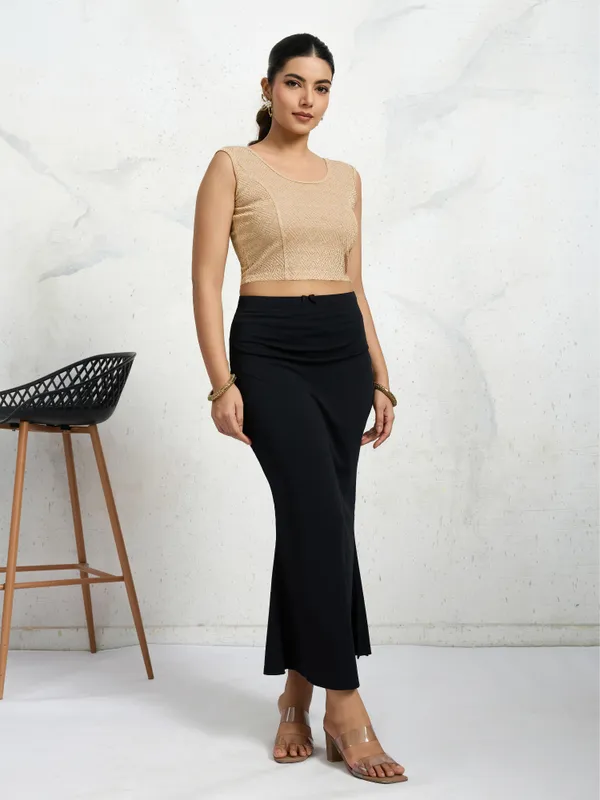 Gold_Polyester_Elastane_Zari_Stretchable_Sleeveless_Ready_to_Wear_blouse_for_women