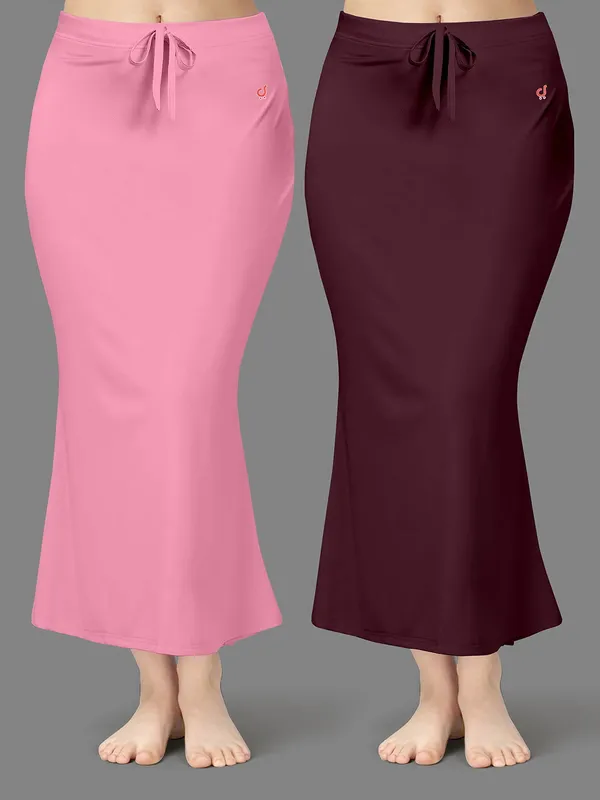 Pink_And_Burgundy_Drawstring_Mermaid_Skirt_for_Women