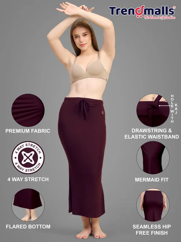 Maroon_Stretch_Mermaid_Skirt_for_Women