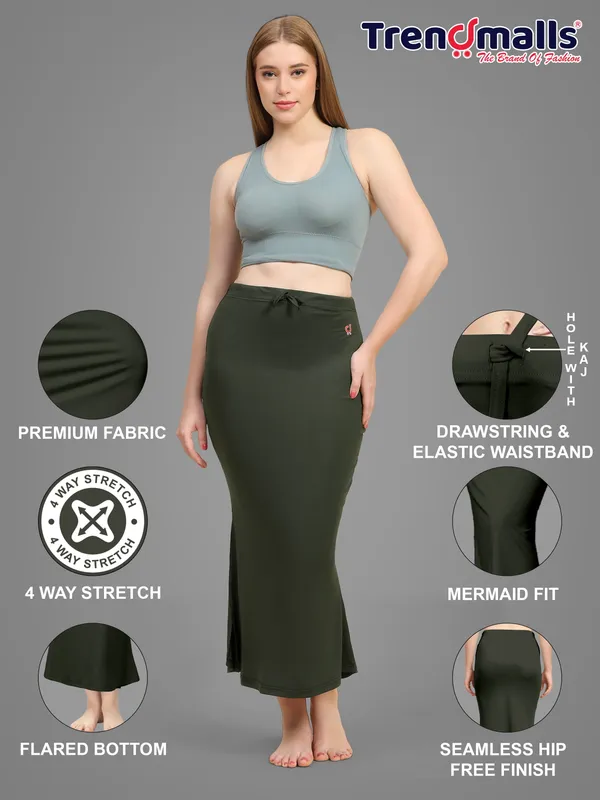 Olive_Green_Drawstring_Fishtail_Skirt_for_Women