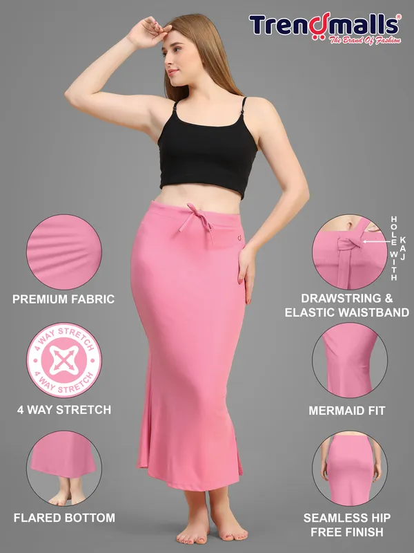Pink_Stretch_Mermaid_Fit_Skirt_for_Women