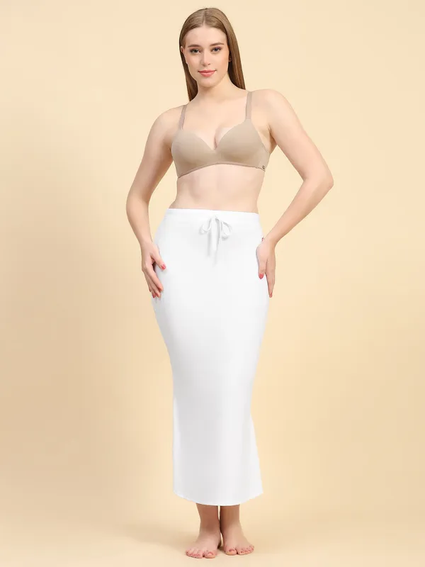 White_Drawstring_Mermaid_Skirt_for_Women