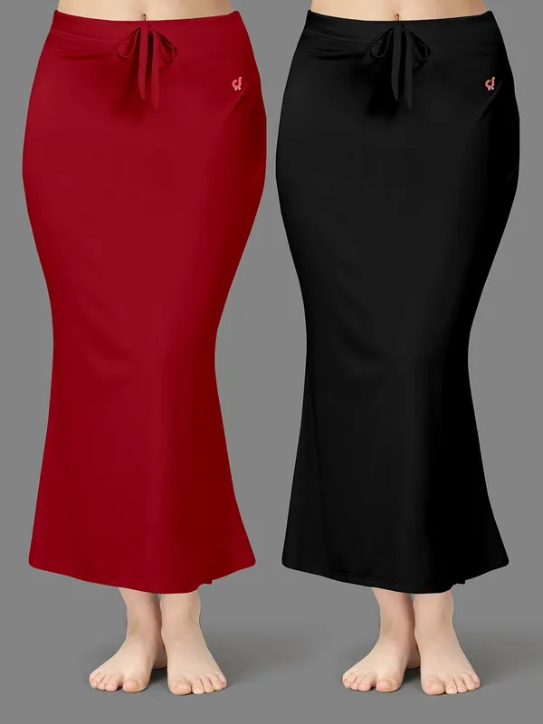 Red_And_Black_Fitted_Midi_Skirt_for_Women