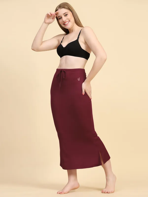 Maroon_Stretch_Mermaid_Skirt_for_Women