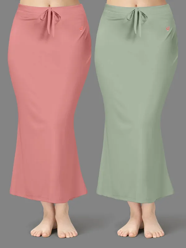 Pink_And_Sage_Green_Drawstring_Mermaid_Skirts_for_Women