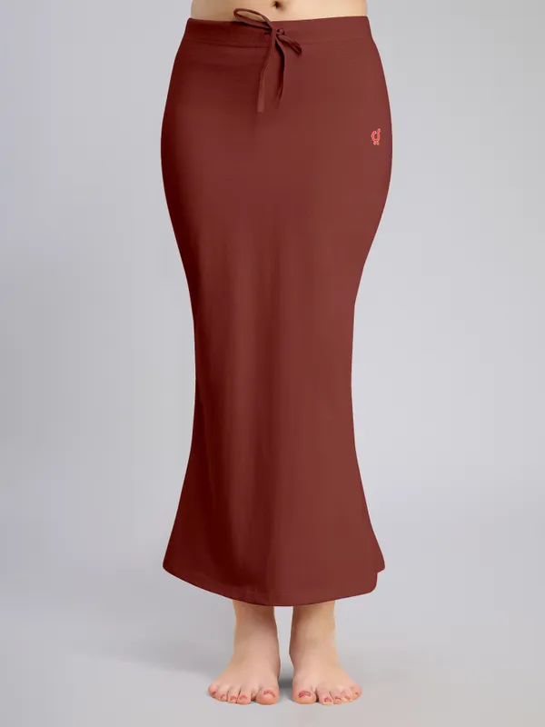 Maroon_Cotton_Saree_Shapewear_Petticoat_�_Stretchable_Mermaid_Fit,_Drawstring_Waist