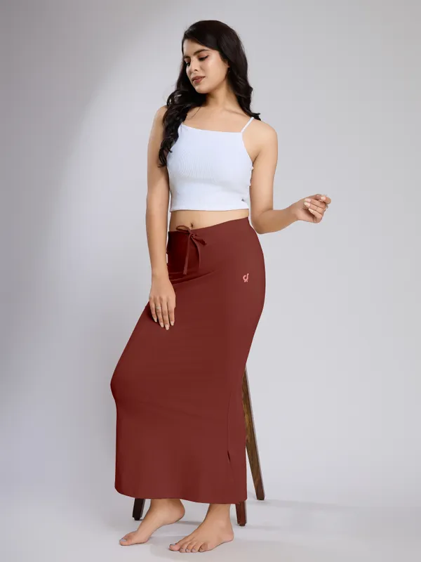 Maroon_Cotton_Saree_Shapewear_Petticoat_�_Stretchable_Mermaid_Fit,_Drawstring_Waist