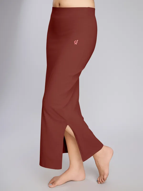 Maroon_Cotton_Saree_Shapewear_Petticoat_�_Stretchable_Straight_Fit,_Drawstring_Waist