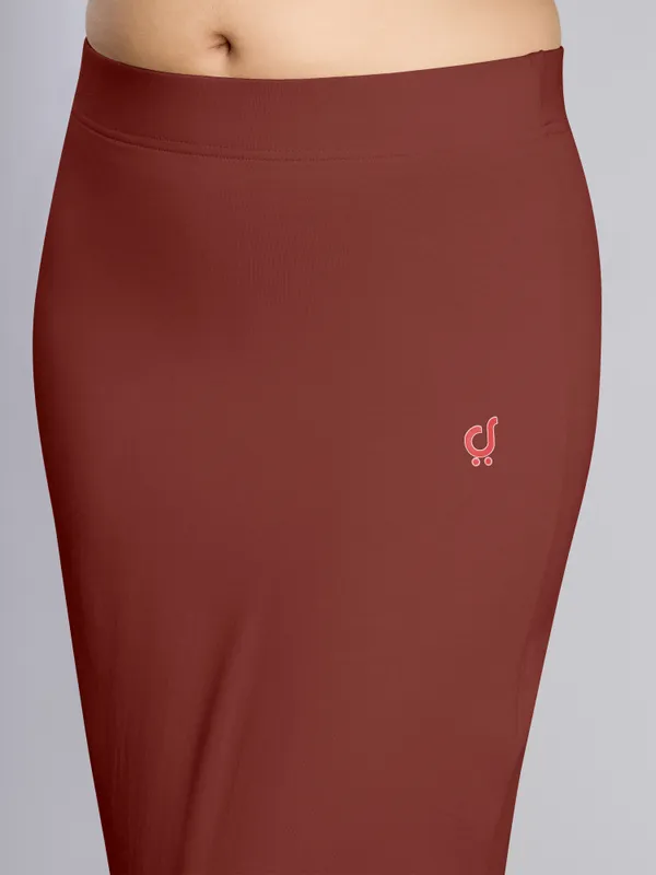 Maroon_Cotton_Saree_Shapewear_Petticoat_�_Stretchable_Straight_Fit,_Drawstring_Waist