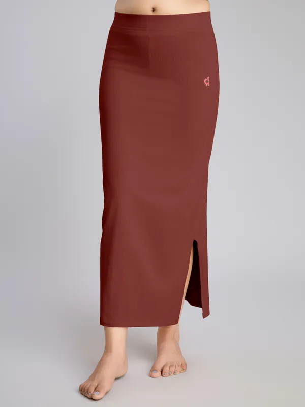 Maroon_Cotton_Saree_Shapewear_Petticoat_�_Stretchable_Straight_Fit,_Drawstring_Waist