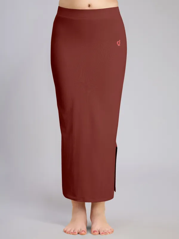 Maroon_Cotton_Saree_Shapewear_Petticoat_�_Stretchable_Straight_Fit,_Drawstring_Waist