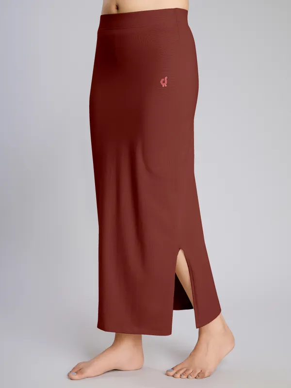Maroon_Cotton_Saree_Shapewear_Petticoat_�_Stretchable_Straight_Fit,_Drawstring_Waist