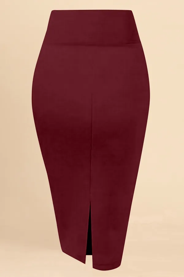 Maroon_Lycra_Pencil_Skirt_�_High_Waist_Bodycon_Fit,_Stretchable_&_Sleek_Midi_Skirt
