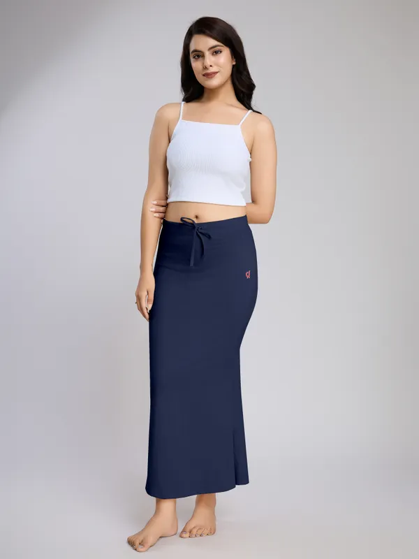 NavyBlue_Cotton_Saree_Shapewear_Petticoat_�_Stretchable_Mermaid_Fit,_Drawstring_Waist