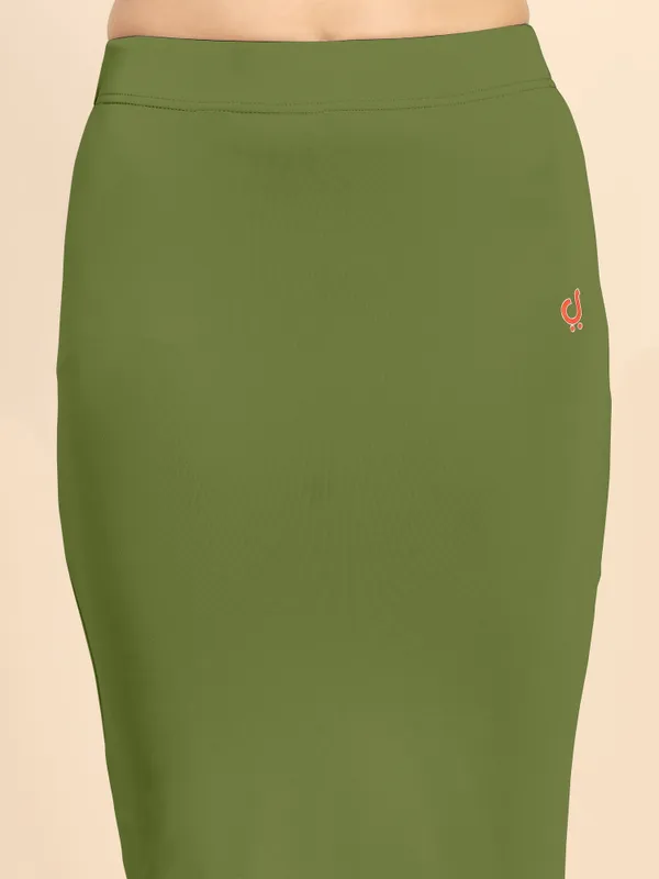 ArmyGreen_Polyester_Spandex_Stretchable_Straight_Saree_Shapewear_Petticoat_for_Women