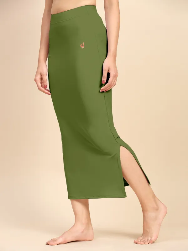 ArmyGreen_Polyester_Spandex_Stretchable_Straight_Saree_Shapewear_Petticoat_for_Women