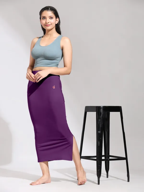 BerryPurple_Polyester_Spandex_Stretchable_Straight_Saree_Shapewear_Petticoat_for_Women