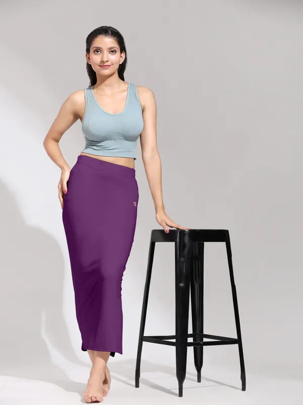 BerryPurple_Polyester_Spandex_Stretchable_Straight_Saree_Shapewear_Petticoat_for_Women