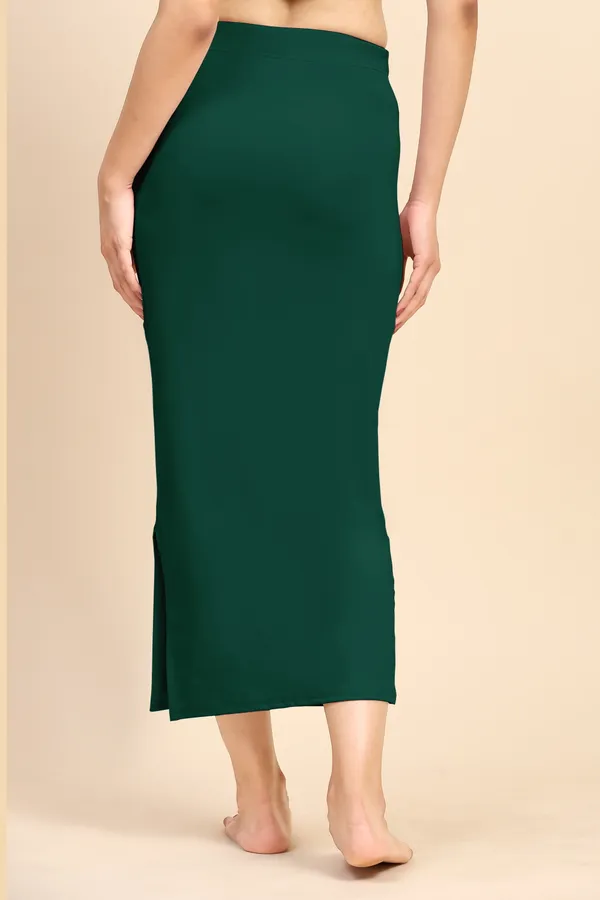 DarkGreen_Polyester_Spandex_Stretchable_Straight_Saree_Shapewear_Petticoat_for_Women