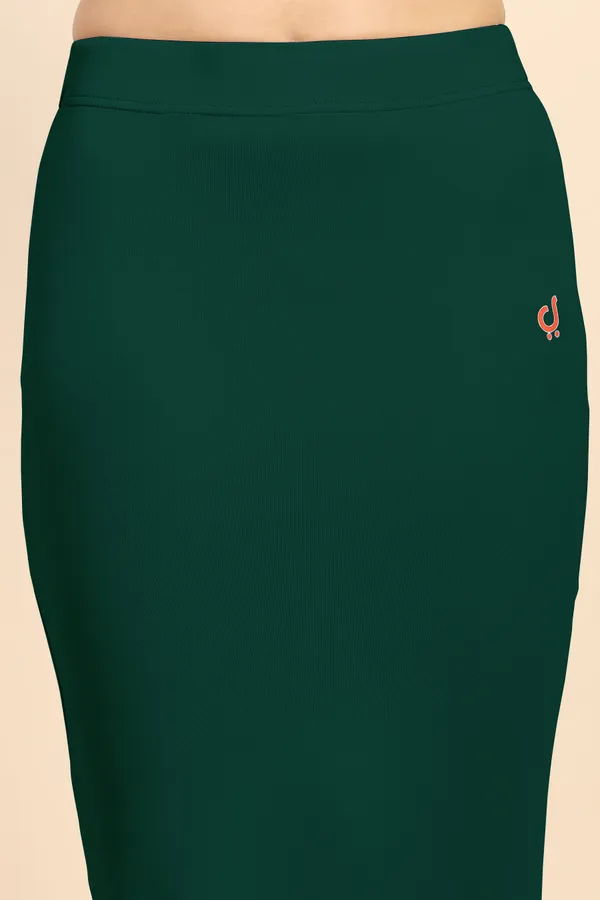 DarkGreen_Polyester_Spandex_Stretchable_Straight_Saree_Shapewear_Petticoat_for_Women