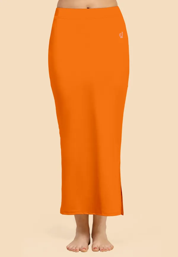 DarkOrange_Polyester_Spandex_Stretchable_Straight_Saree_Shapewear_Petticoat_for_Women