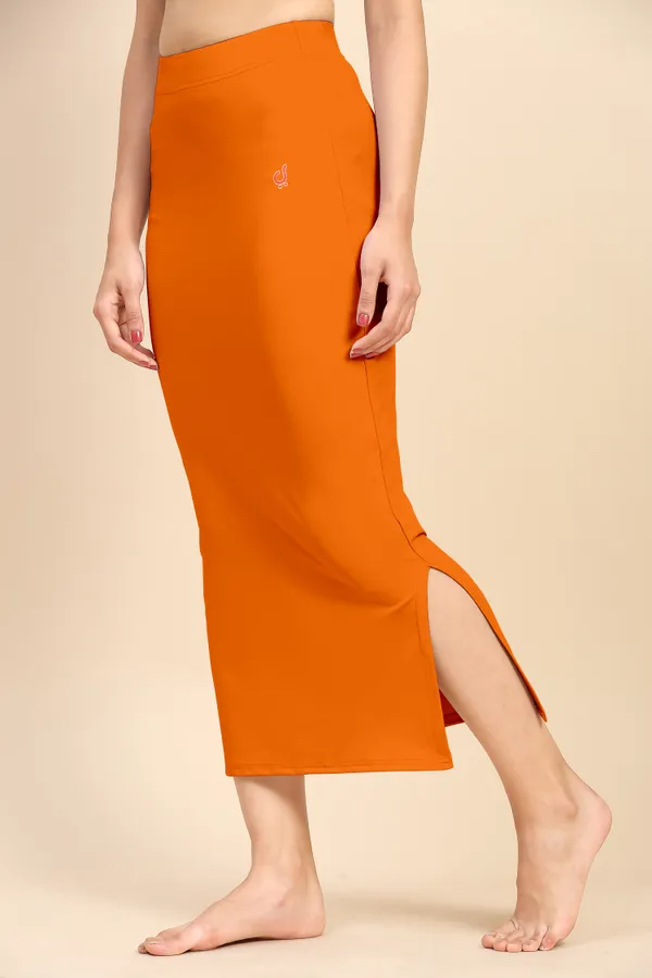 DarkOrange_Polyester_Spandex_Stretchable_Straight_Saree_Shapewear_Petticoat_for_Women